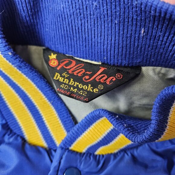 Satin Bomber Jacket Vintage Pla-Jac Dunbrooke Mens Jacket 40M42 Soccer Staff USA - Picture 3 of 7